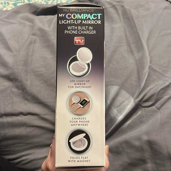 NuBrilliance My compact light up mirror w/built in phone charger. New in box. - Picture 3 of 4